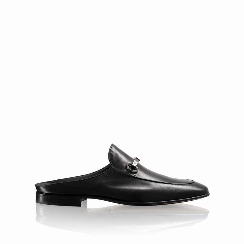 Russell & Bromley Pluto X Mens Snaffle Trim Mules Black |YHG8371YP|